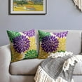 thumbnail image 3 of Purple Green Yellow Pillow Covers 20x20 Set of 2 Mardi Gras Dahlia Flower Outdoor Decorative Throw Pillows Farmhouse Pillowcases Linen Cushion Case Decor for Home Sofa Couch Bed, 3 of 6