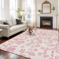 thumbnail image 3 of Farmhouse Pink Large Area Rugs for Bedroom Living Room, Soft Non Slip Carpet Bedside Rug, Vintage Flower Leaf Botanical Plant Rectangular Floor Cover Kitchen Accent Rug 8'x10' for Dining Room/Office, 3 of 9