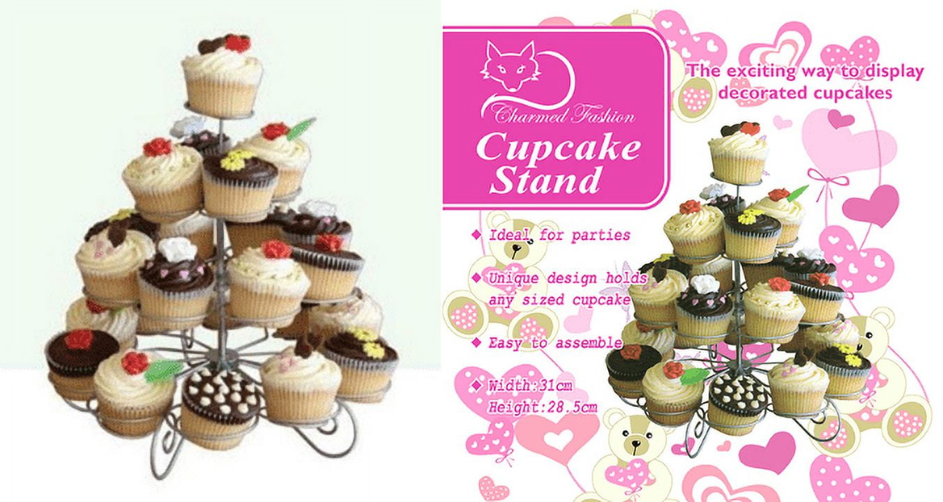 CHARMED 23 CUPS 4 TIERS CUPCAKE DESSERT STAND SILVER - Walmart.com