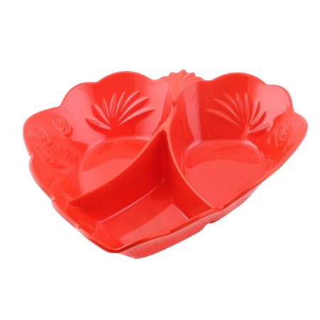 Plastic Fruit Tray Unique Bargains Plastic 3 Compartments Fruit Candy Snack Nuts Storage Tray Plate Holder Red ()