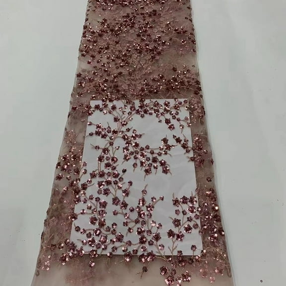 Luxurious For French Sequins Net Lace Fabric For Lady Dress,Skirts,Home Decor Pink