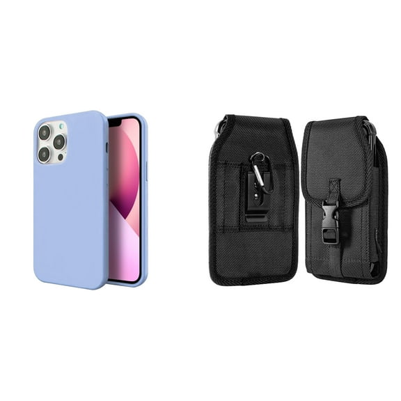 Slim Silicone Case and Belt Holster Pouch for iPhone 14 Pro Max - Lavender