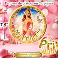 thumbnail image 3 of 24 Pz Plato De Cartón Premium Pastelero De Personajes My Princess XV, 3 of 4