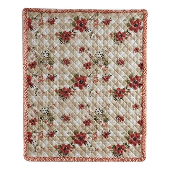 Benjara Lire 50 x 60" Quilted Throw Blanket with Fill- Windflower Print- Red