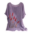 thumbnail image 1 of Birdeem Blouses pour Femmes T-Shirt Décontracté Imprimé Mode Manches Courtes en Coton et Lin, 1 of 12