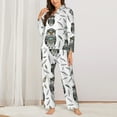 thumbnail image 2 of Pajama Sets for Women 2 Pcs, Tribal Owl Feathers Button Down Long Sleeve Sleepwear Lounge PJ Sets, 2 of 6