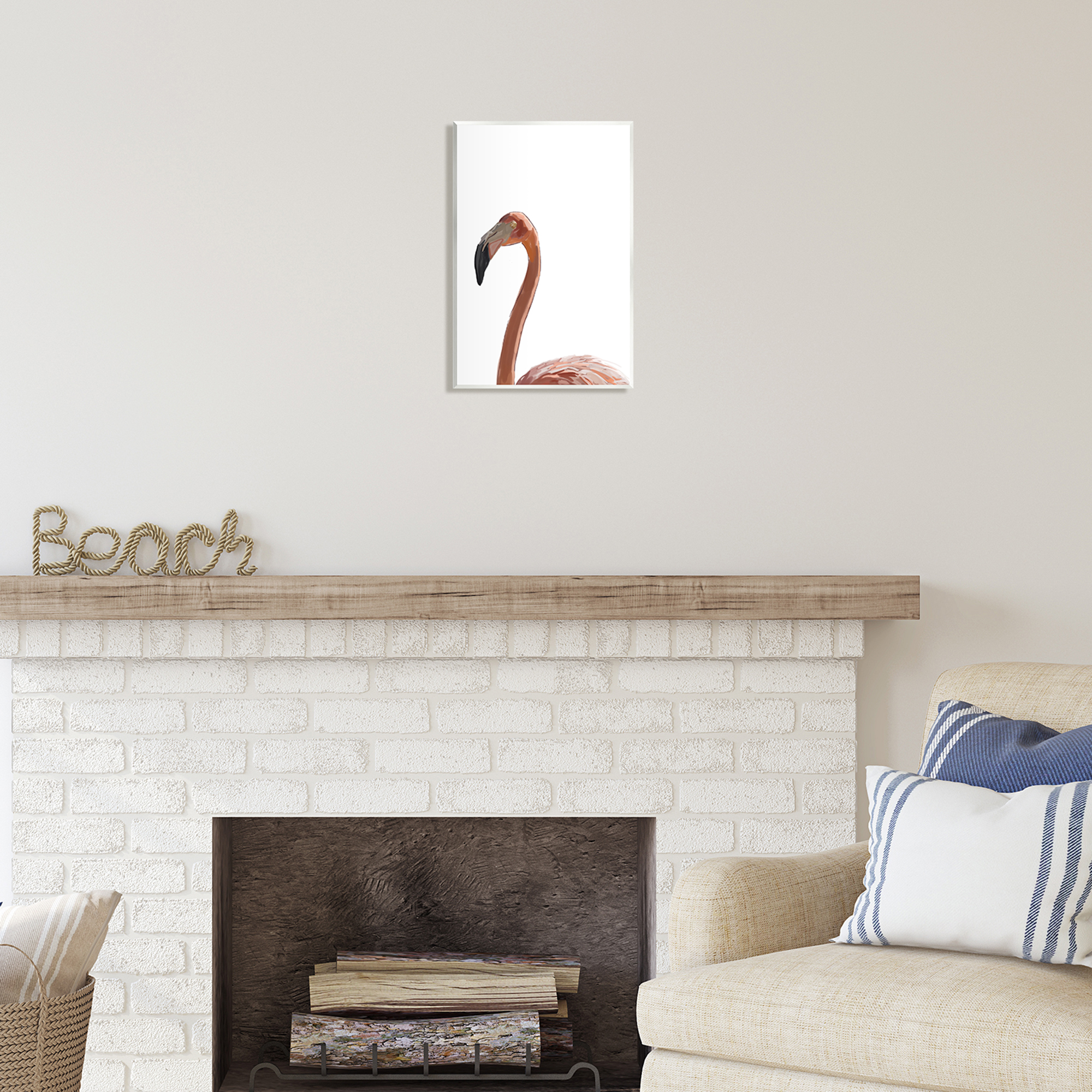 Stupell Industries Minimal Flamingo Portrait Animals & Insects Painting Unframed Art Print Wall Art, 10 x 15