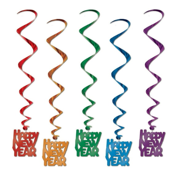 Beistle Happy New Year Whirls, assorted colors (Case of 30)