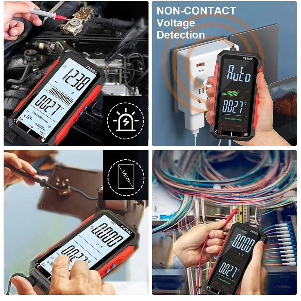 FS899L Smart Digital Multimeter USB Rechargeable Current Meter with 6000 Counts