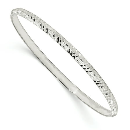 925 Sterling Silver Diamond-cut Slip-on Bangle Bracelet