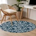 thumbnail image 4 of Round Rug 4Ft Washable Non-Slip, Navy Blue Spring Floral Circle Area Rugs for Living Room Bedroom, Farmhouse Flowers Elegant Pastoral Indoor Floor Mats Carpet Runner for Home Decor Aesthetic, 4 of 8