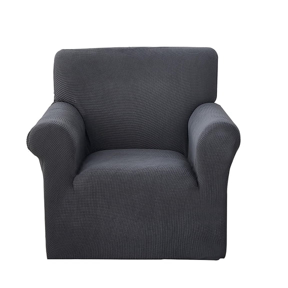 Super Stretch Chair Sofa Slipcovers 1-Piece Jacquard Chair Covers for Living Room Soft Anti Slip 1 Seater Couch Furniture Protector Small Checks for Kids Pets (Single sofa cover, gray)