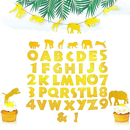 Jungle Theme Party Supplies Custom Banner With Animal Cupcake Toppers Safari Baby Shower Decorations Safari Birthday Decorations Lion King Birthday Party Supplies Walmart Com Walmart Com