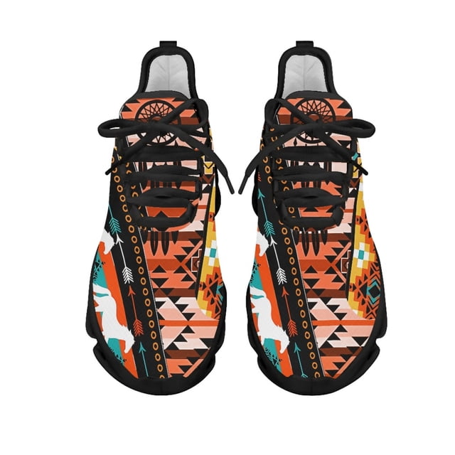 Zapatillas deportivas americanas étnicas tribales aztecas estampadas antideslizantes para exteriores con cordones, calzado de moda , zapatillas clásicas para correr, regalo DIY