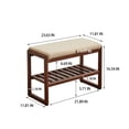 thumbnail image 2 of Hassch Solid Wood Shoe Bench with Beige Cushion, Entryway Bench with Storage Shelf, Shoe Rack Organizer, 23.62"L x 11.82"W x 16.54"H (Walnut), 2 of 9