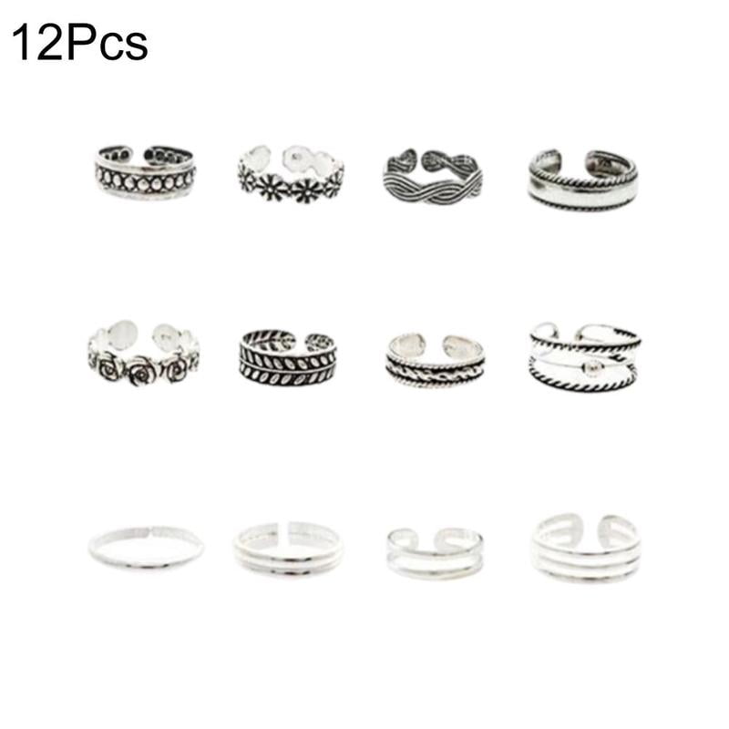 Boho Festival Beach Holiday Set Of 12 Toe Rings Adjustable To Fit Most Uk Seller