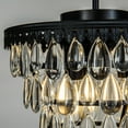 thumbnail image 5 of 3-Lights Interior Decor Glass Tear Drops Chandelier Matte Black Pendant Ceiling Lighting, 5 of 7