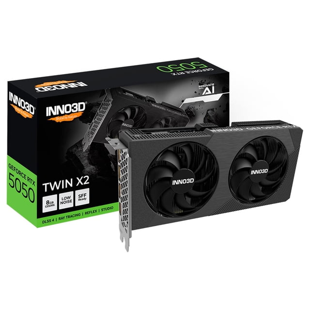 Tarjeta de Video INNO3D Nvidia GeForce RTX 5050 TWIN X2 8GB GDDR6 Dual Fan DLSS 4 PCI Express 5.0 IA N50502-08D6-174071N