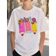 thumbnail image 3 of Girls & Boys Floral Pencil Themed Cotton Graphic Tees, Back To School Clothes Girls, Black and Colorful Design Summer Shirts With Flowers, Gift For First Day of School, 3 of 7