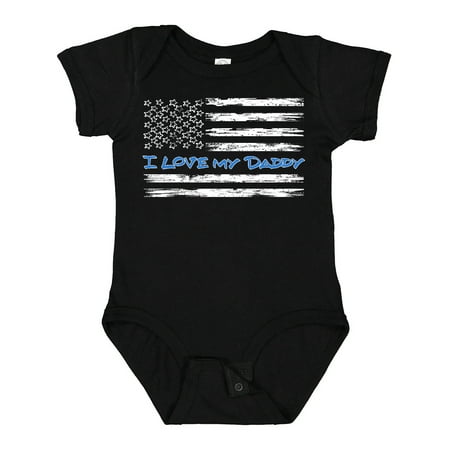 

Inktastic I Love My Daddy- Police Officer Distressed Flag Gift Baby Boy or Baby Girl Bodysuit