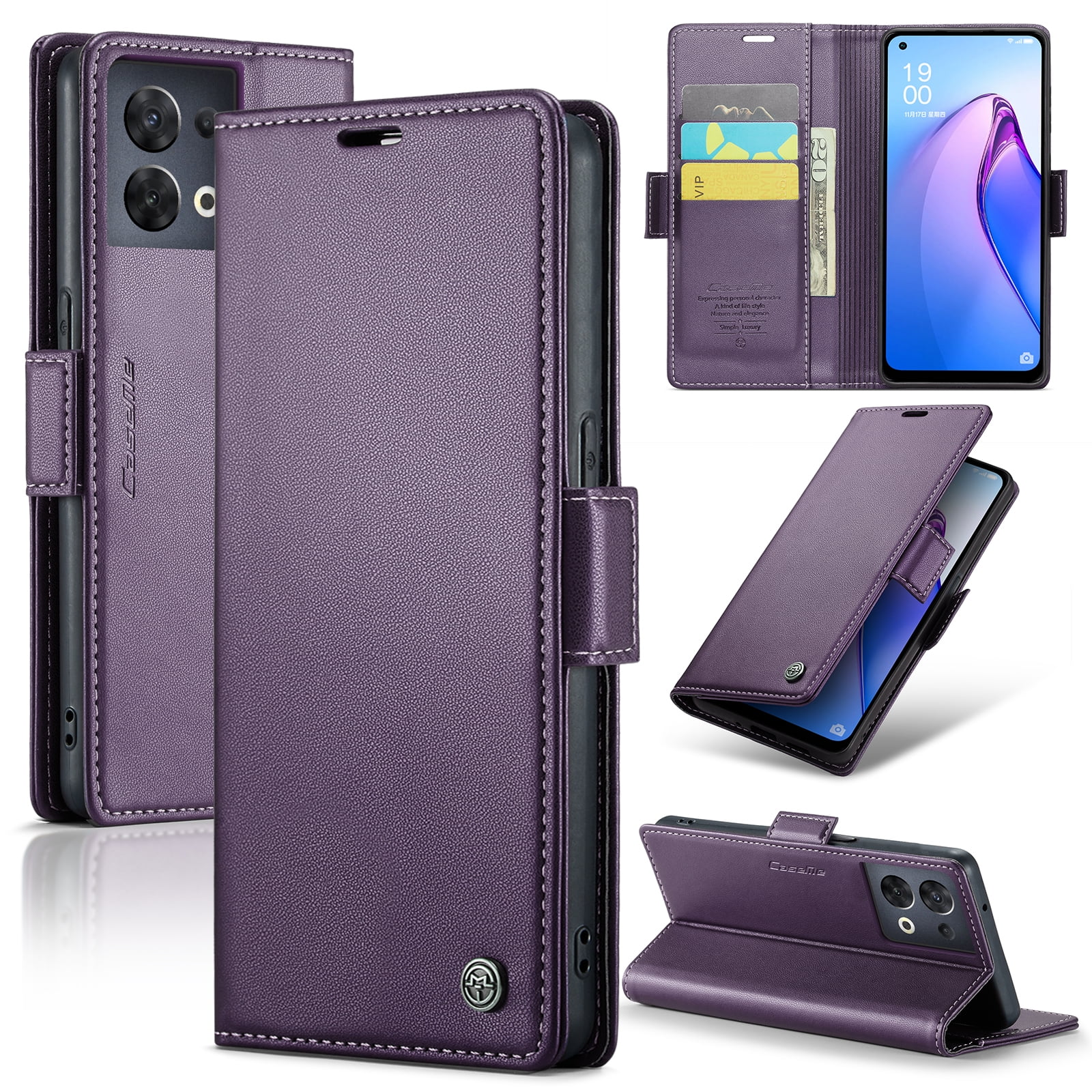 For OPPO Reno 8 5G Reno 10 5G 8T 4G 8 Pro Case Wallet, For Realme C55 10 11 Pro A76 A96 A77 A78 A57 A57S Card Holder PU Leather Magnetic Folio Flip Protective Phone Cover