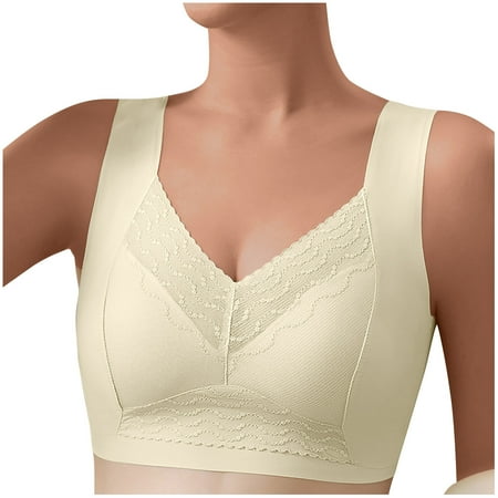 Cotton Bra Women Seamless Bra Feature V-Neck Demi & Balconette Bra Style W-171 Beige XXL
