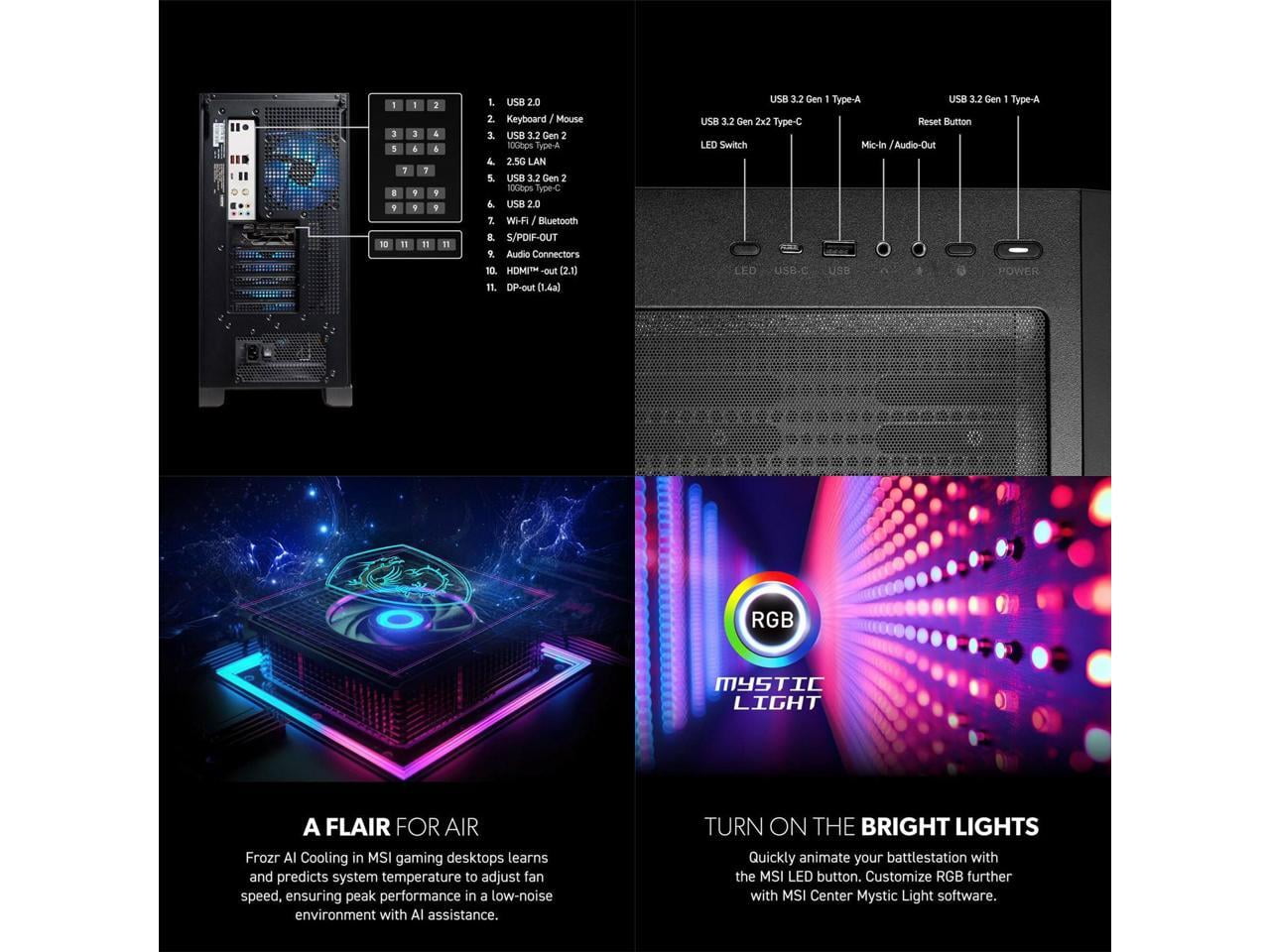 MSI Aegis R2 14th Gaming Desktop, Intel Core i9 i9-14900F, 32GB RAM, NVIDIA GeForce RTX 5070 Ti, 2TB SSD, Windows 11 Home, Aegis R2 A14NVR9-1464US