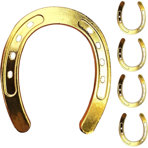 ABCISI 10 pcs Lucky Horseshoes, Vintage Gold Color Metal Mini Horseshoe Decorations for Rustic Birthday Wedding Party Decorations, Western Theme Table Centerpieces for Good Lucky Party Wedding Favor