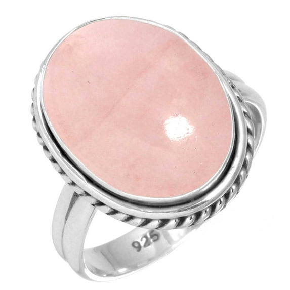 925 Silver Ring For Women - Girls Pink Rose Quartz Stone Silver Ring Size 11 January Birthstone Boho Silver Ring Size 11 Gift For Women On Valentine's Day 925 Silver Jewelry With Gemstone