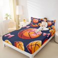 thumbnail image 3 of Castle Fairy Pink Bow Orange Basketball Bed Sheets 4-Piece, Sport Theme Full Size Sheets, Black Blue,1 Fitted Sheet, 1 Flat Sheet and 2 Pillowcases, 3 of 6