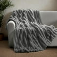 thumbnail image 2 of Rabbit Plush Fleece Blankets Lightweight 540 Gsm Reversible Throws For Sofa, 2 of 6
