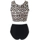 thumbnail image 3 of Conjunto de tankini con nudo para mujer, trajes de baño lindos de 2 piezas con cintura alta fruncida, 3 of 7