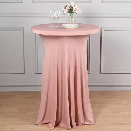 

Efavormart Dusty Rose Round Spandex Cocktail Table Cover With Natural Wavy Drapes - Perfect for Wedding Party Indoor & Outdoor Events Holiday Parties Showers Corporate Affairs Banquet
