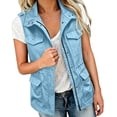 thumbnail image 7 of Cargo Vest For Women Zip-Up Stand Collar Sleeveless Jacket Teen Fall Outdoor Hiking Casual Waistcoat Size S-XXL, 7 of 7