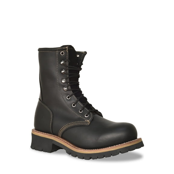 RedHawk Boot Co. Logger Men's Safety Steel Toe 8" Leather Work Boots with Logger Lugged Sole