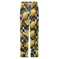 thumbnail image 5 of Lemons And Flowers On Checkered Background Winter Female Pants Flannel High Waist Women Pants Lady Warm Straight Leg Plush Trousers, 5 of 7