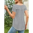thumbnail image 5 of Fancyglim Womens Short Sleeve Tunic Button Up TShirts Soft Blouses Tops (Grey, L), 5 of 8
