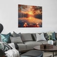 thumbnail image 4 of FANNA Red Maple Sunrise Scenery by the Lake Canvas Wall Art 16x16 in, 4 of 5