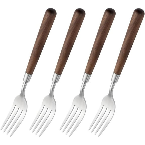 10-Piece 304 Stainless Steel Flatware Set with Wooden Handle