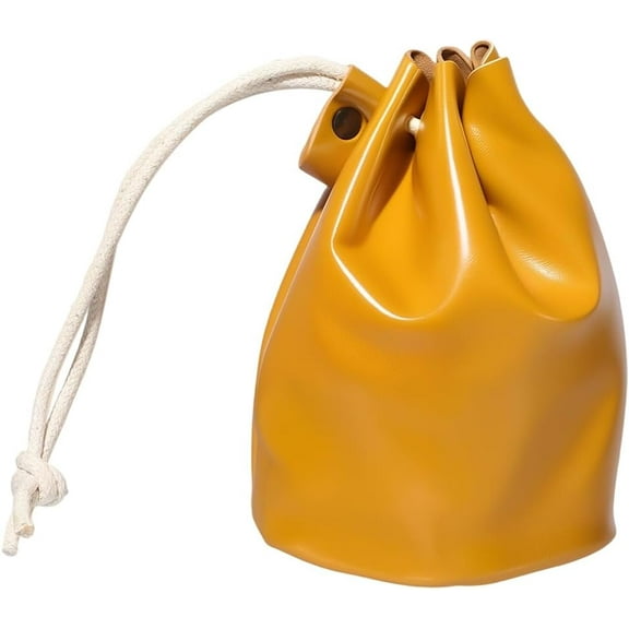 Leather Coin Drawstring Pouch Small 2.9x4.1x2.5 Inch Dark Goldenrod Leather Coin Bag Key Holder Case Dust Wallet