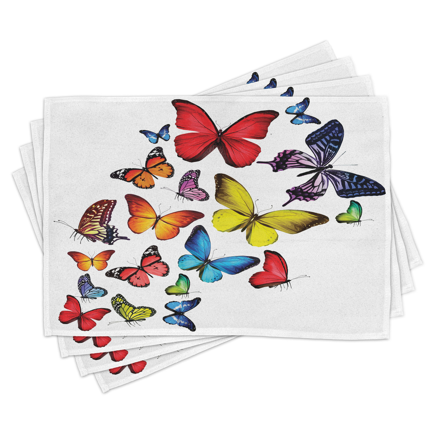 Butterflies Placemats Set of 4 Many Different Butterflies Romance Togetherness Joy Wildflowers