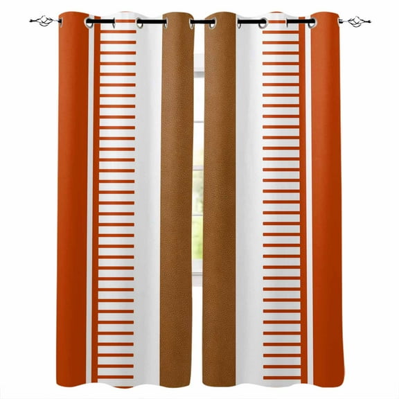 Fsddascl Burnt Orange Farmhouse Blackout Curtains for Bedroom/Living Room, Thermal Insulated Kitchen Curtains, Orange Brown Striped Grommet Darkening Window Treatment Drapes 52"x84"x2