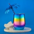 thumbnail image 5 of CHILLOUT LIFE Juego de 2 vasos de vino de acero inoxidable 12 oz Doble pared con tapa y pajitas arco iris, 5 of 5