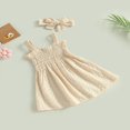 thumbnail image 3 of Baby Girl 2Pcs Summer Outfits  Frill Smocked Tank Dress + Headband Set, 3 of 9