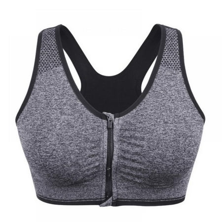 

M-4XL Plus Size Women s Sports Bra Front Zipper Breathable Wirefree Padded Push Up Sports Top Fitness Gym Yoga Workout Bra Tops (32A-100C)