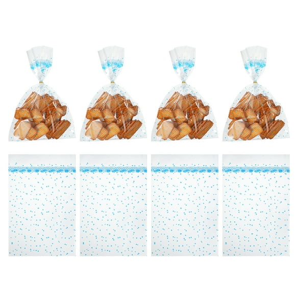Uxcell 100 Count Clear Treat Bags, Valentines Cookie Bags Blue 11.8" x 7.9"