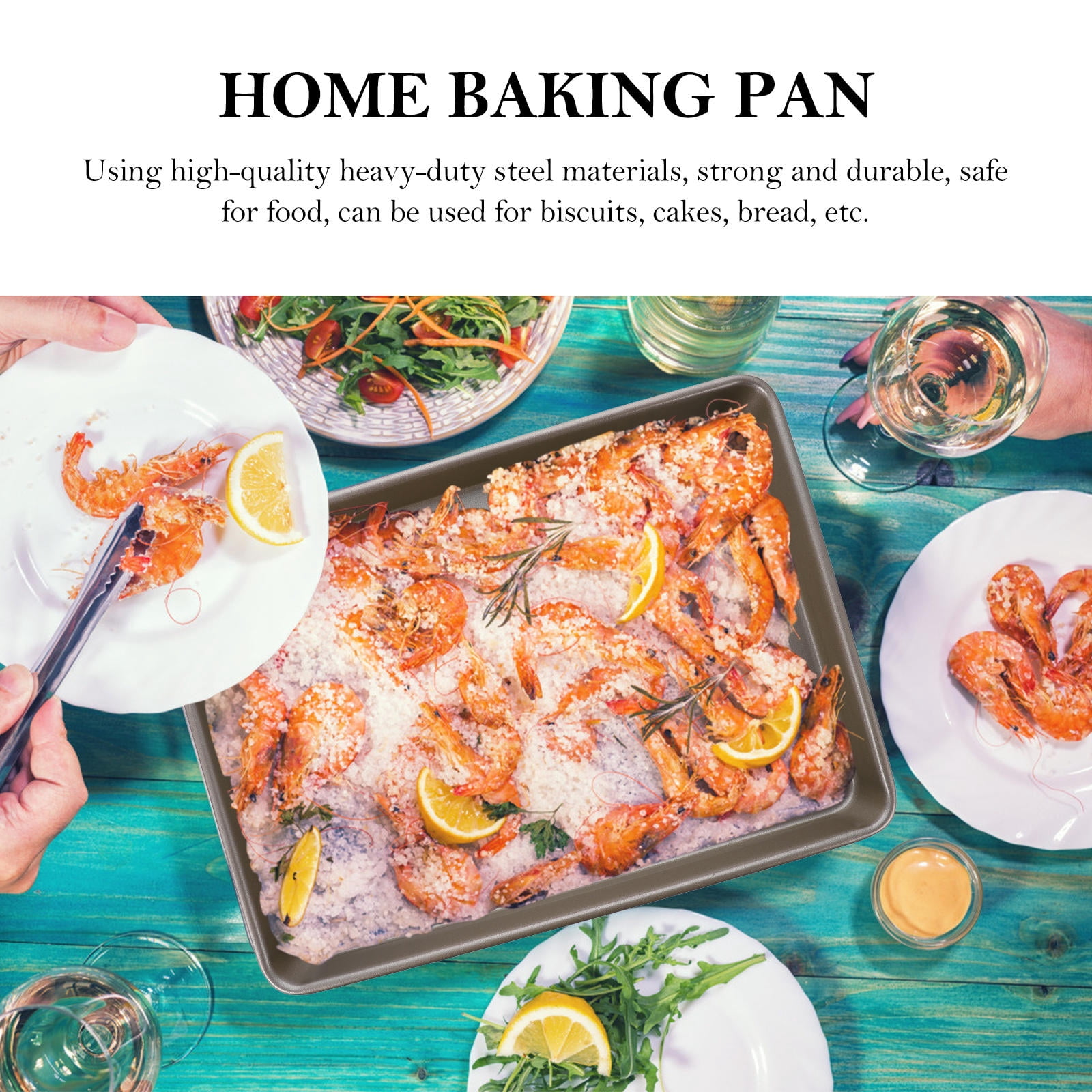 ULTNICE 1Pc Heavy Duty Golden Baking Tray with Rounded Corners Non Stick Carbon Steel