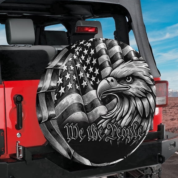 Lotusprinthandmade America Flag Eagle Patriotic Spare Tire Cover Without Backup Camera Hole 33 in