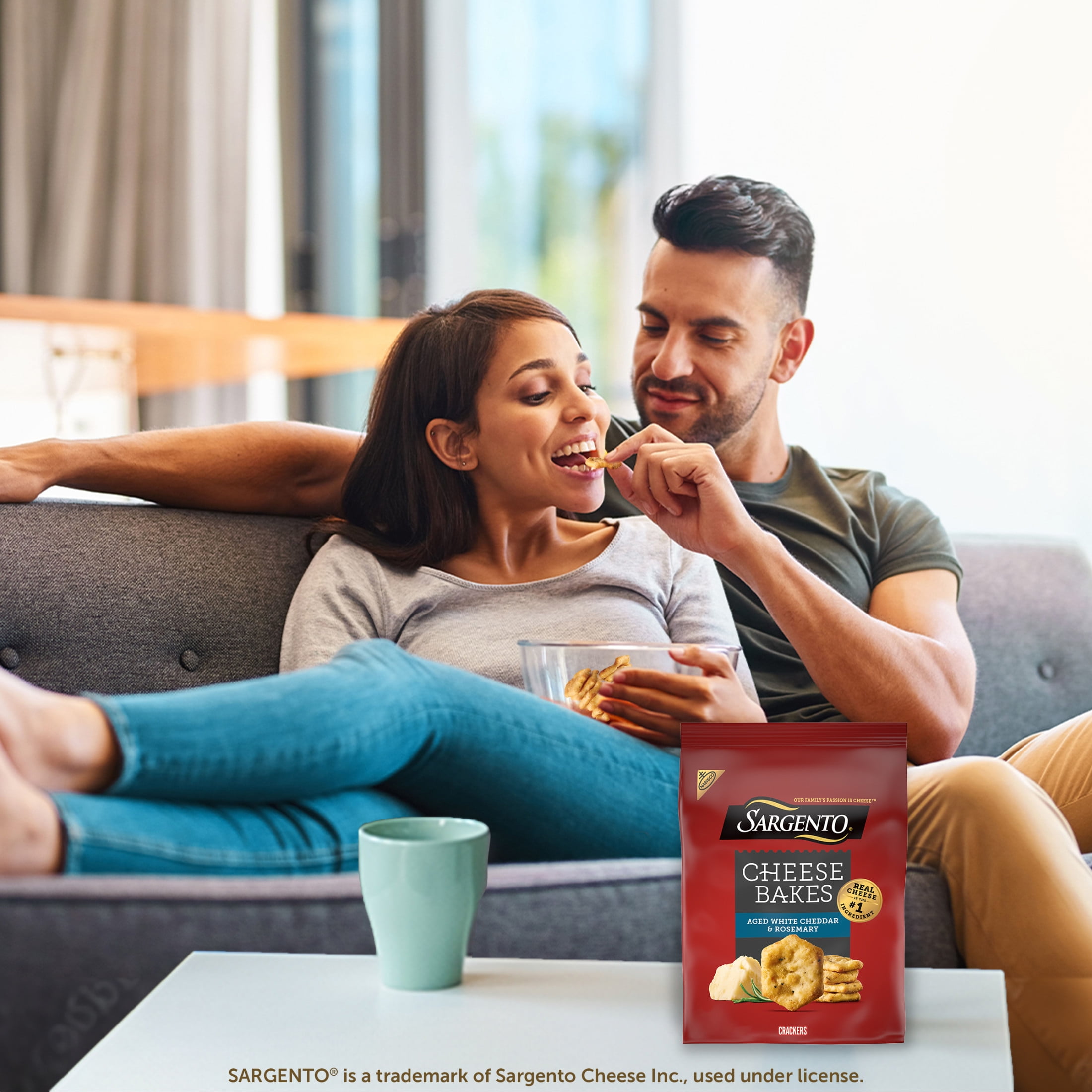 (3 pack) Sargento® Cheese Bakes Aged White Cheddar & Rosemary Crackers, Cheese Crackers, Lunch Snacks, 4.5 oz