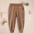 thumbnail image 2 of 3-4T Boys Girls Soft Solid Joggers,Unisex Toddler ELastic Waist Cute Solid Casual Loungewear Pants,Elastic Cuff Pocket Sweatpants Fall Winter Cloths for 12 Months 2T 3T 4T 5-8Y,Khaki, 2 of 5